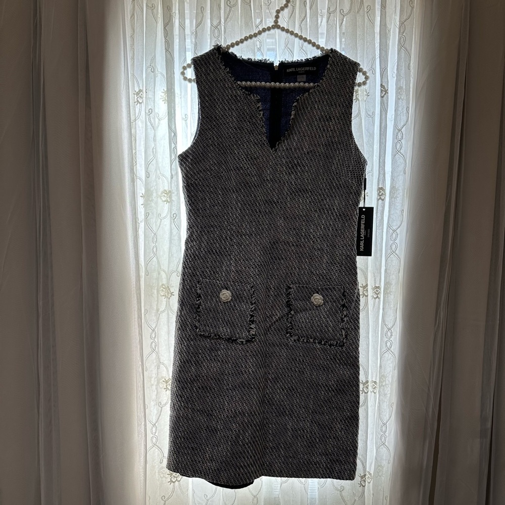 Chic Black and White Tweed Dress
